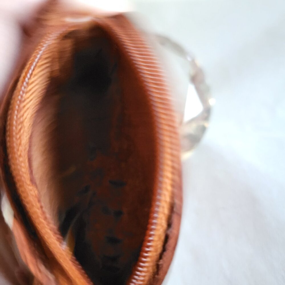 NWT VINTAGE 1970 HANDMADE LEATHER CAT KEYCHAIN COINPURSE - Picture 5 of 6